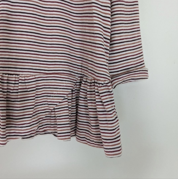 NWT Downeast Burgundy Striped Ruffle Hem Shirt - Picture 3 of 6
